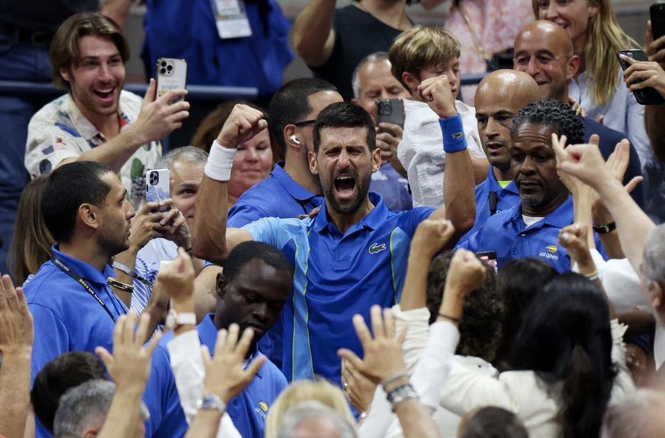 Serbia's Novak Djokovic celebrates winning his final match against Russia's Daniil Medvedev, September 10, 2023. Photo: Reuters