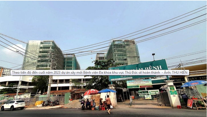 The construction of the Thu Duc Regional General Hospital is expected to finish at the end of 2023. Photo: Thu Hien / Tuoi Tre