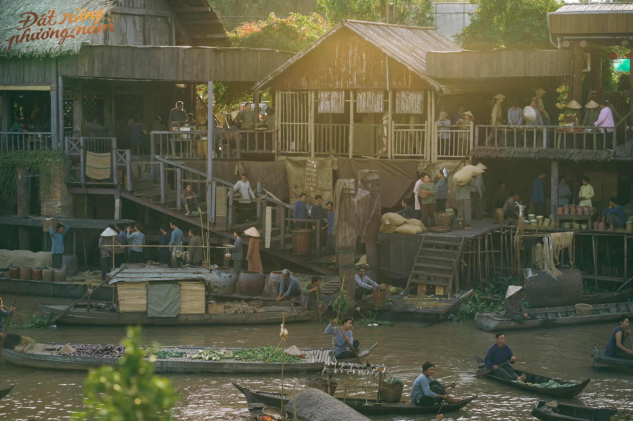 A floating market in Mekong Delta region featured in 'Dat Rung Phuong nam.'