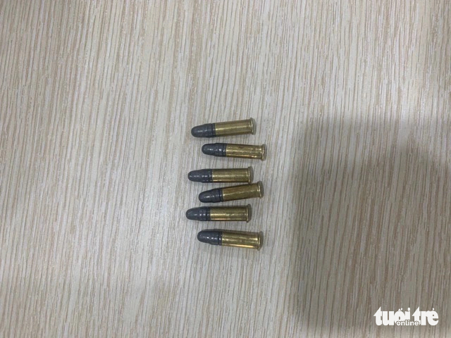 Six copper jacketed bullets found at Da Nang International Airport, located in Vietnam’s central city of Da Nang, October 1, 2023. Photo: B.Phu / Tuoi Tre