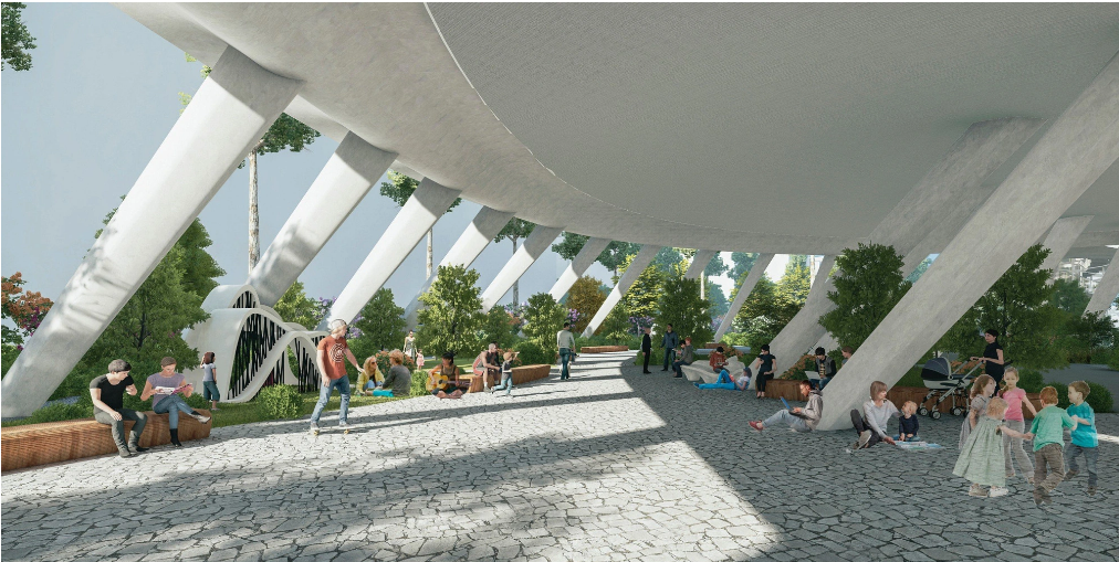 The space under the bridge will be a venue for local residents’ entertainment activities