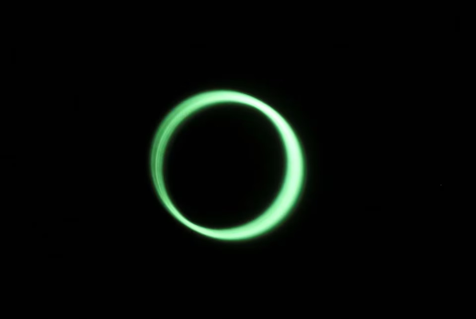 A solar eclipse is seen from Edzna, (archeological site) in Campeche state, Mexico, October 14. Photo: Reuters