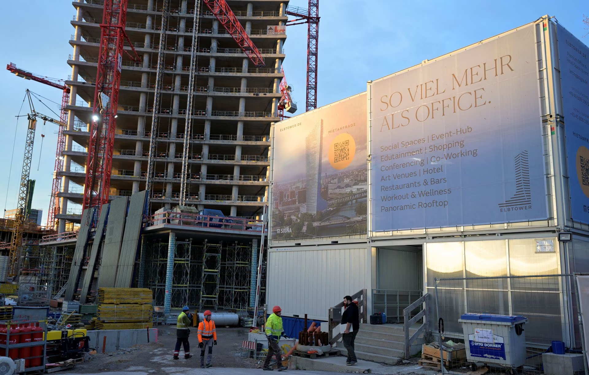 View of the construction site of the Elbtower building, owned by Rene Benko’s Signa and a Commerzbank subsidiary, in Hamburg, Germany, November 2, 2023. Photo: Reuters