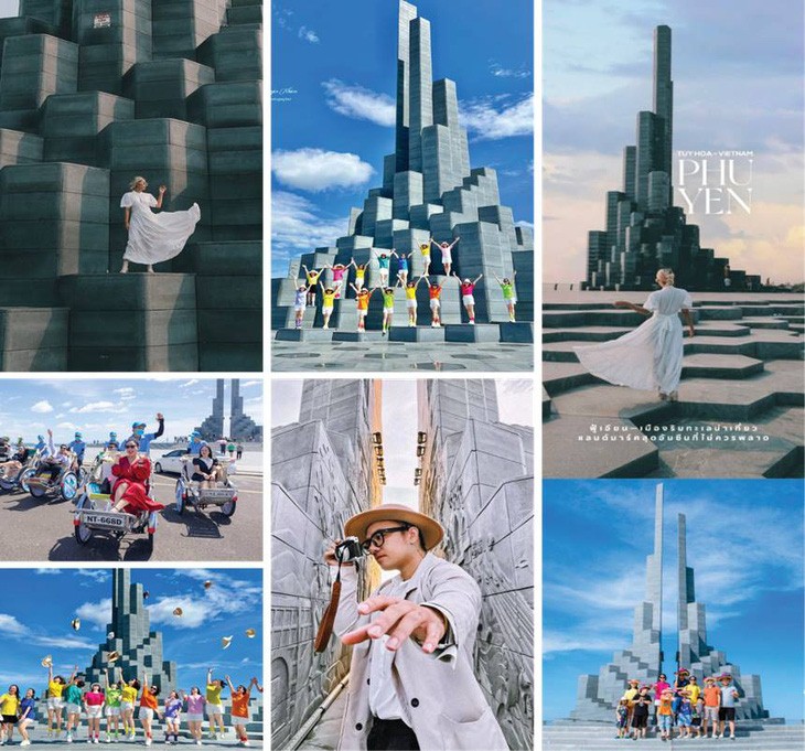 The walls of the two highest columns of the tower were carved with images featuring the country’s historical stories. Photo: People’s Committee of Tuy Hoa City
