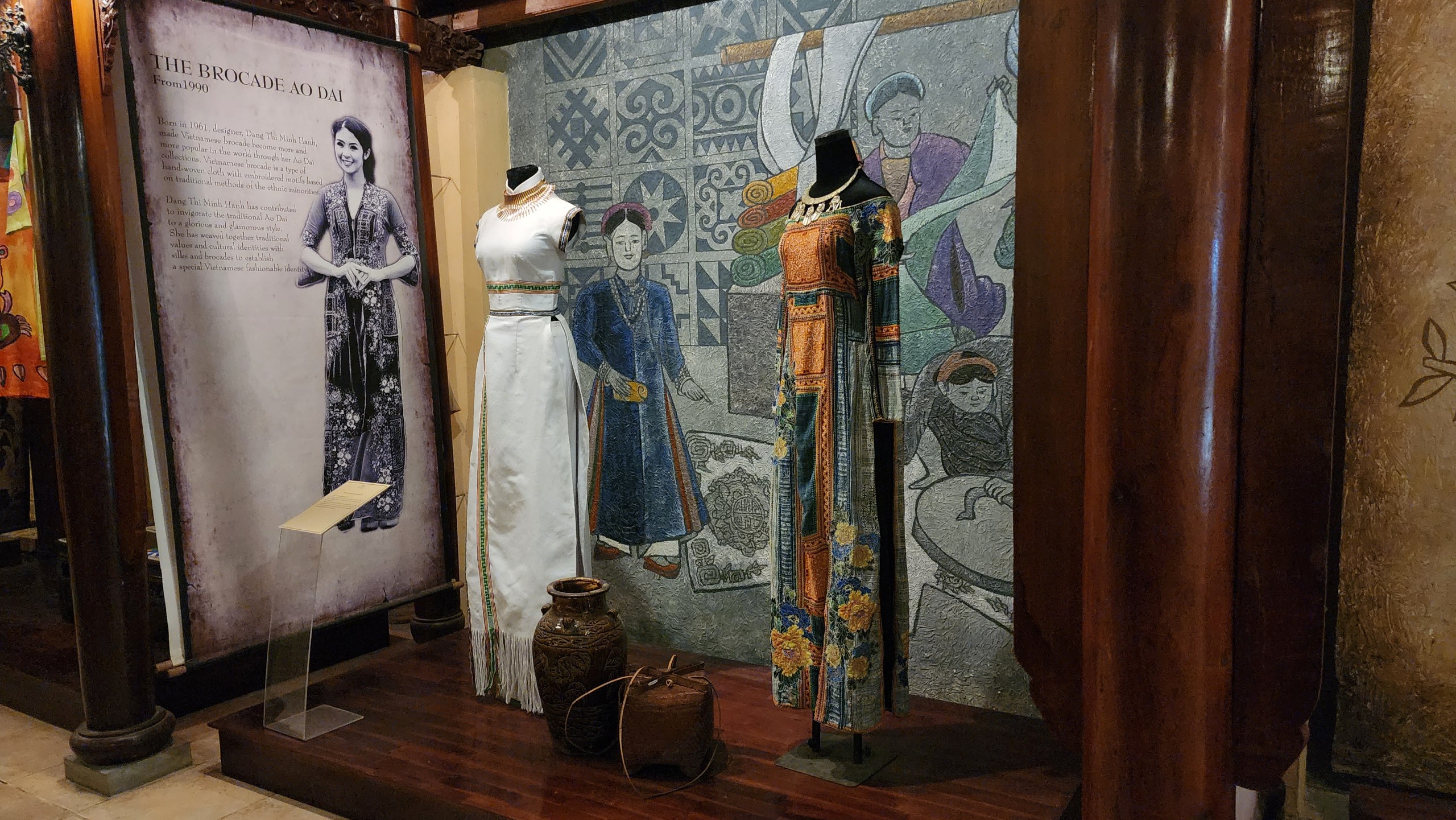 Two ao dai donated by H' Hen Niê, who was in the top 5 of Miss Universe 2018, are displayed at the museum. Photo: Minh Chau / Tuoi Tre News