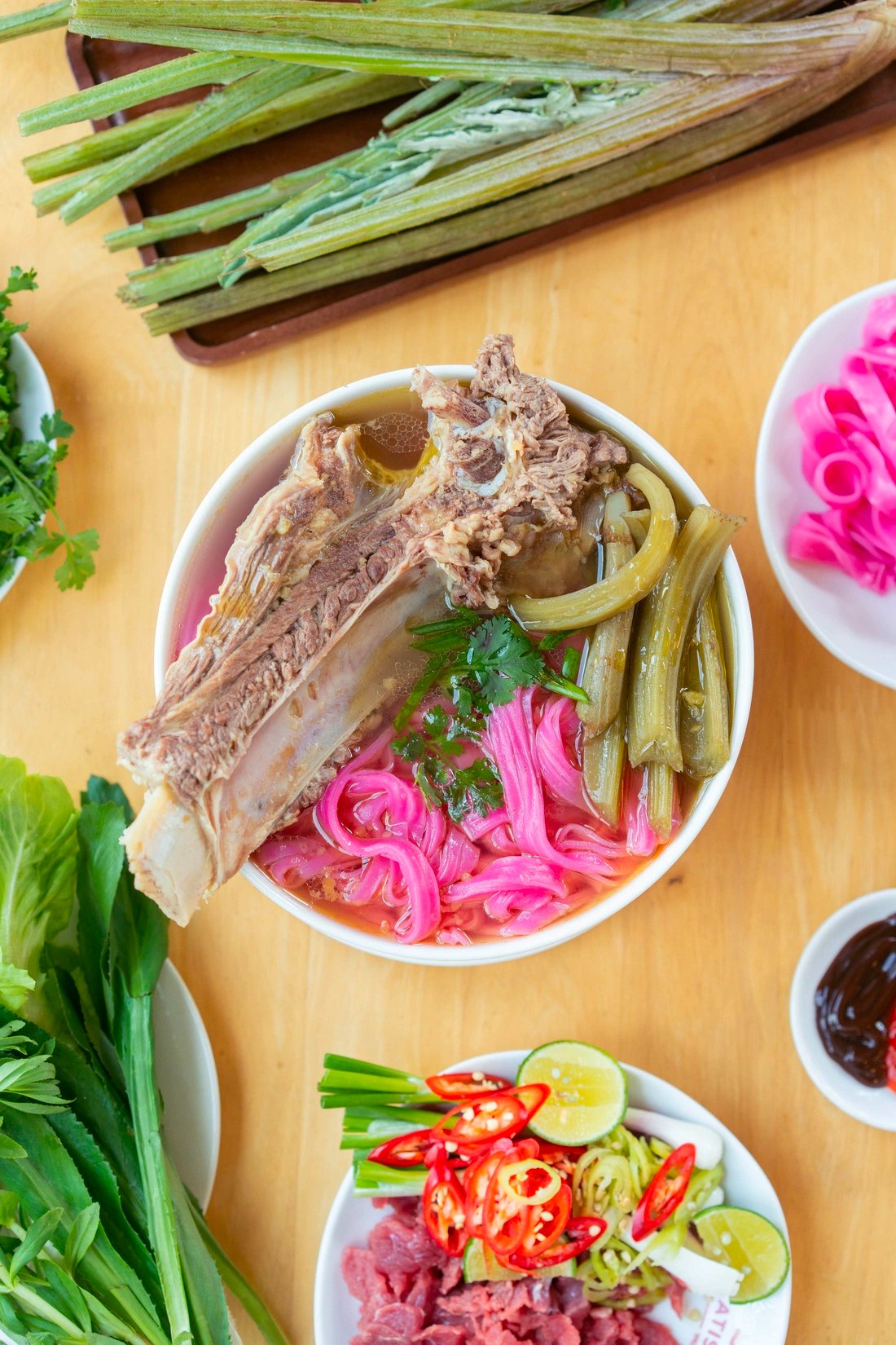 A bowl of pho cooked with beef and artichoke leaf sheath. Photo: John