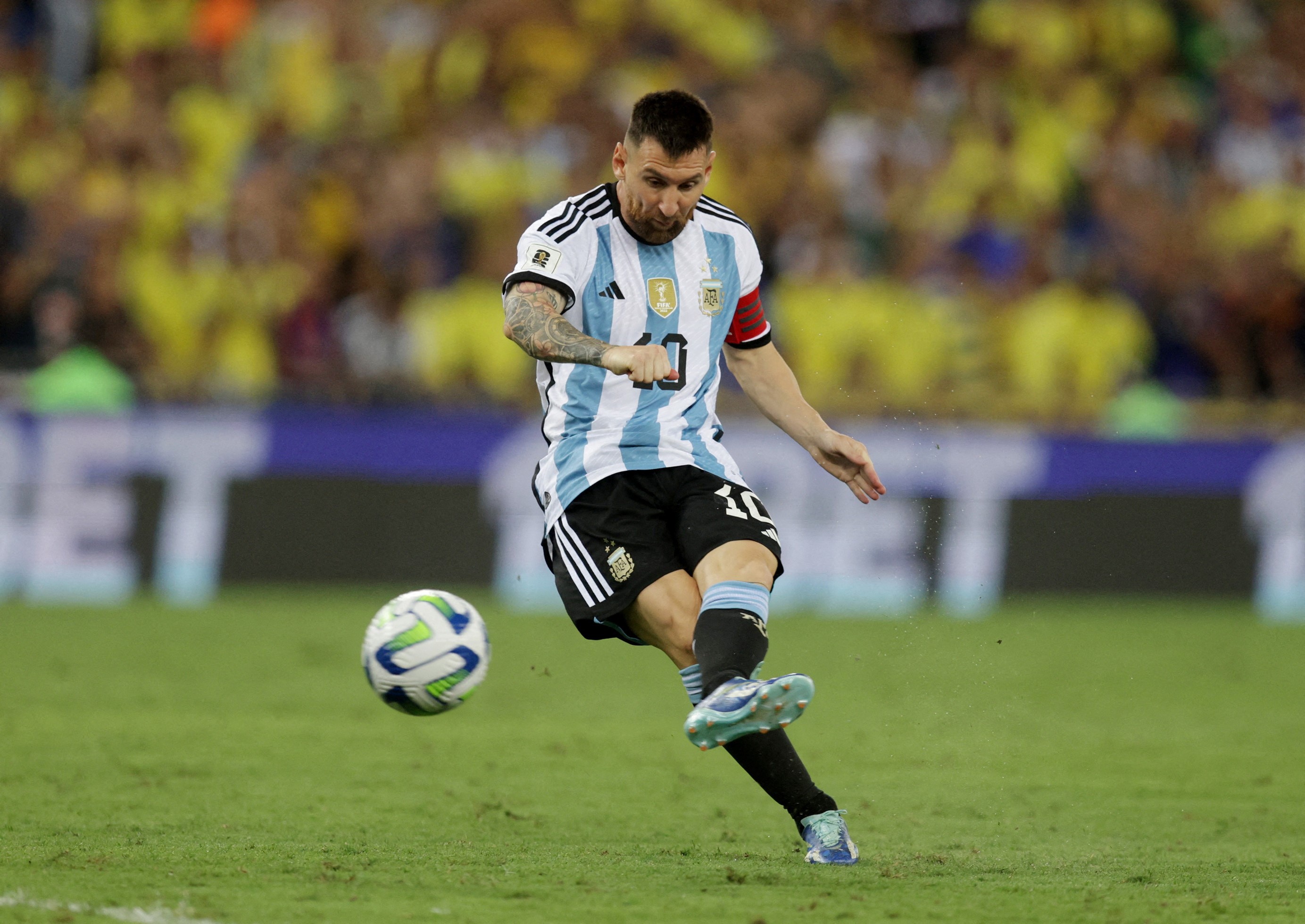 Soccer Football - World Cup - South American Qualifiers - Brazil v Argentina - Estadio Maracana, Rio de Janeiro, Brazil - November 21, 2023 Argentina's Lionel Messi in action. Photo: Reuters