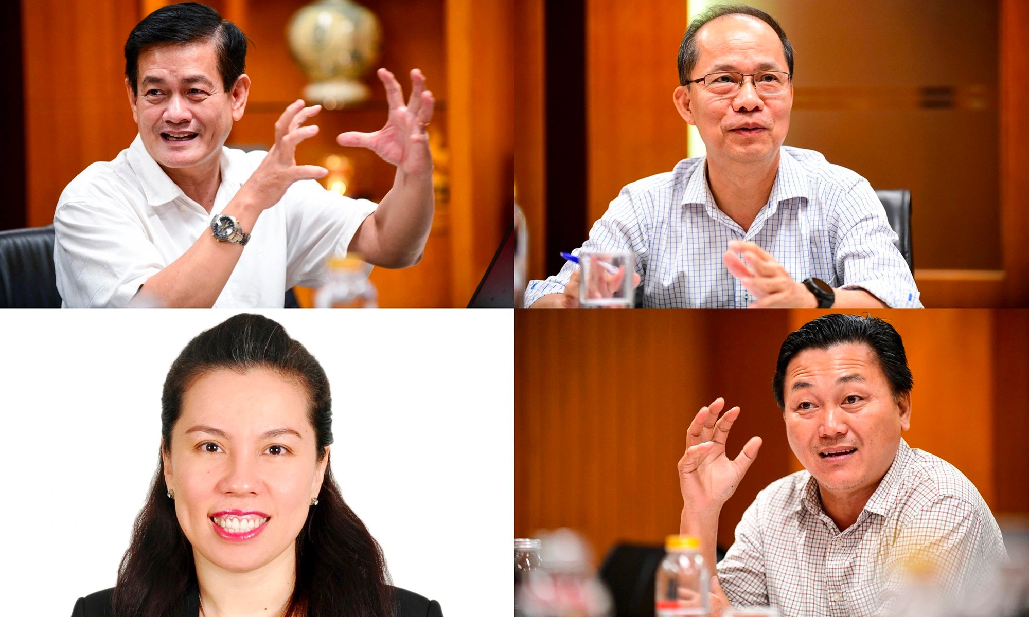 Members of the jury (clockwise): President of NgoViet Architects & Planners Ngo Viet Nam Son, Deputy editor-in-chief of Tuoi Tre Newspaper Le Xuan Trung, Vice-president of the Ho Chi Minh City Fine Arts Association Siu Quy, and Deputy Director of the Ho Chi Minh City Department of External Relations Pham Tran Thanh Thao.