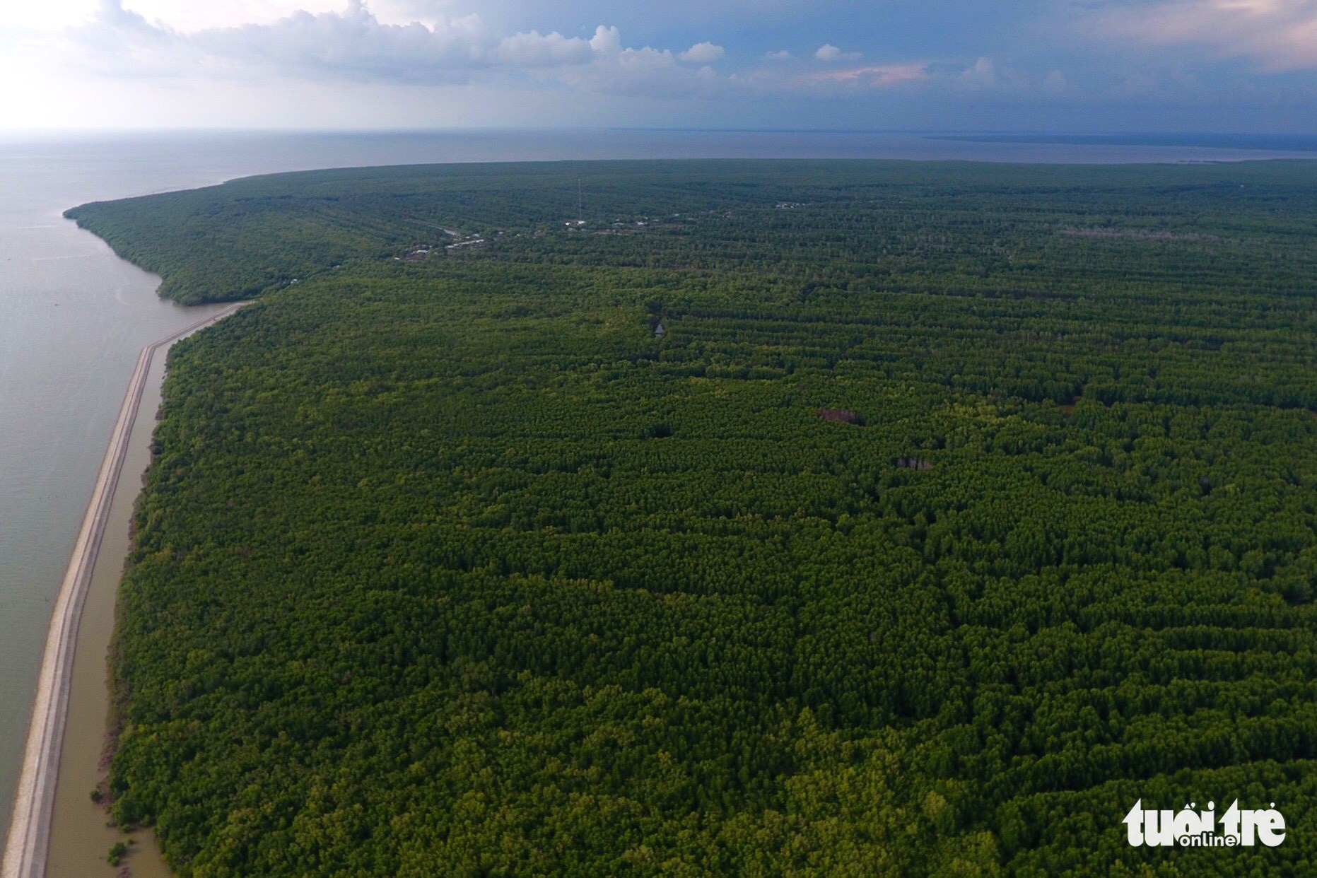 A bird’s-eye photo shows the Mui Ca Mau National Park in Ca Mau Province, southern Vietnam. Photo: Huu Khoa / Tuoi Tre