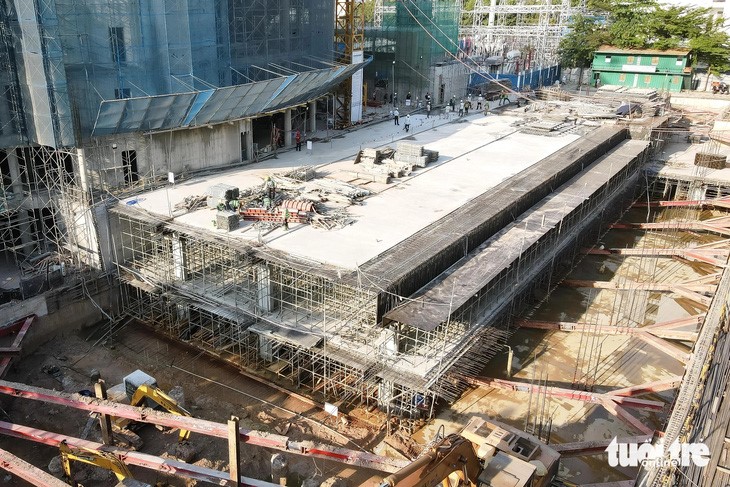 The Phu Tho circus and multi-purpose performing center complex was designed to have two basements, a 12-story circus and multi-purpose performing zone, and a two-story administrative, service and restaurant block. Photo: Cam Nuong / Tuoi Tre