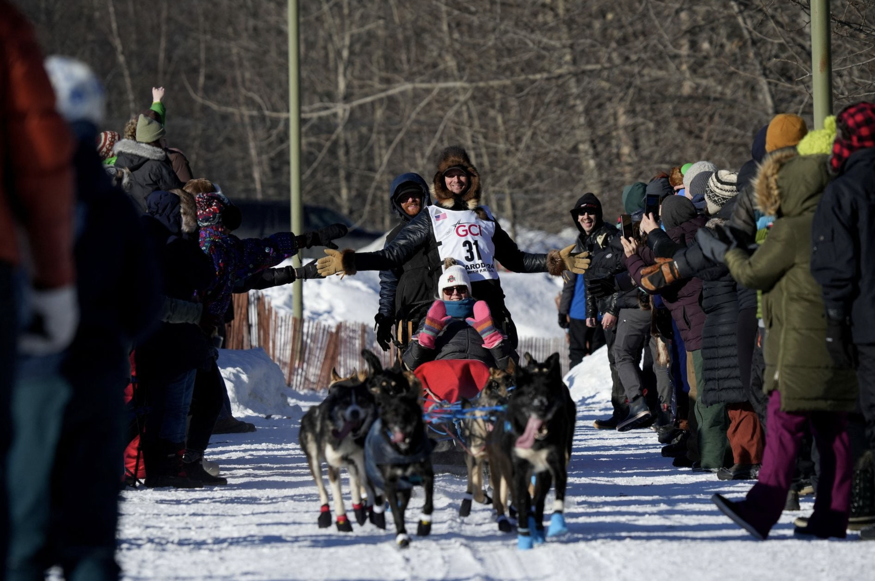 Matthew Failor participates in the ceremonial start of the 52nd Iditarod Trail Sled Dog Race in Anchorage, Alaska, U.S. March 2, 2024. Photo: Reuters