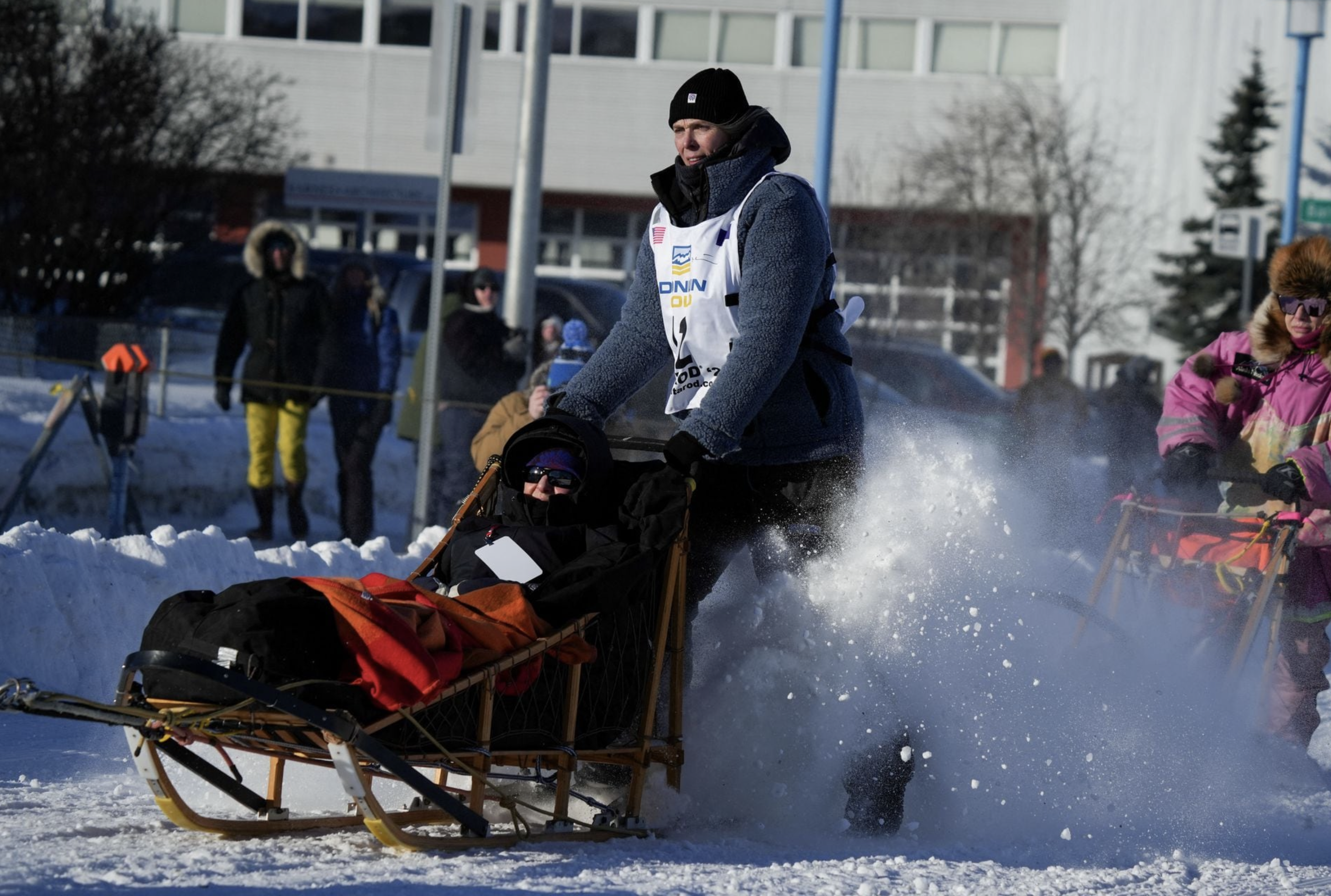 Mille Porsild participates in the ceremonial start of the 52nd Iditarod Trail Sled Dog Race in Anchorage, Alaska, U.S. March 2, 2024. Photo: Reuters