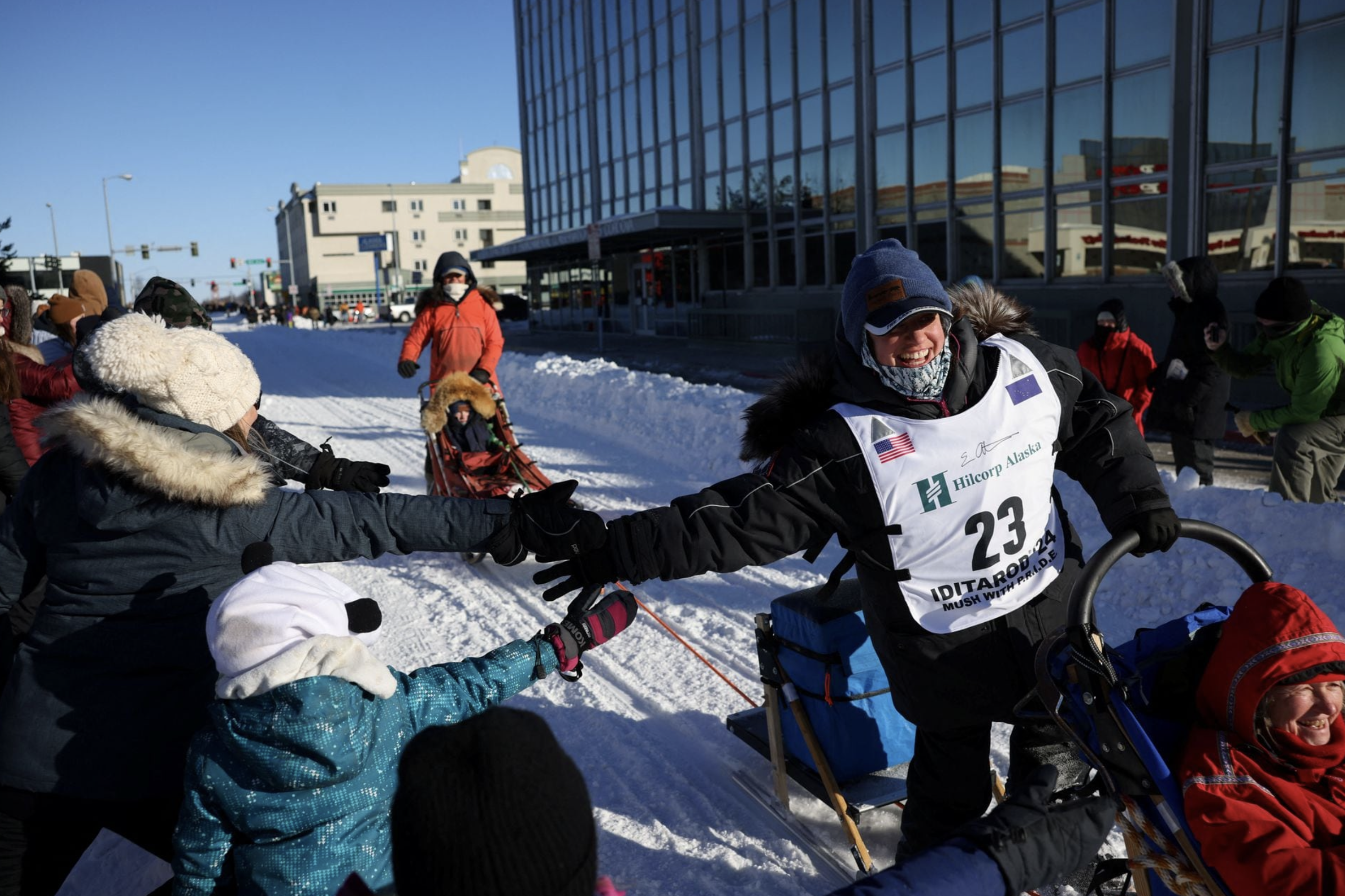 Erin Altemus participates in the ceremonial start of the 52nd Iditarod Trail Sled Dog Race in Anchorage, Alaska, U.S. March 2, 2024. Photo: Reuters