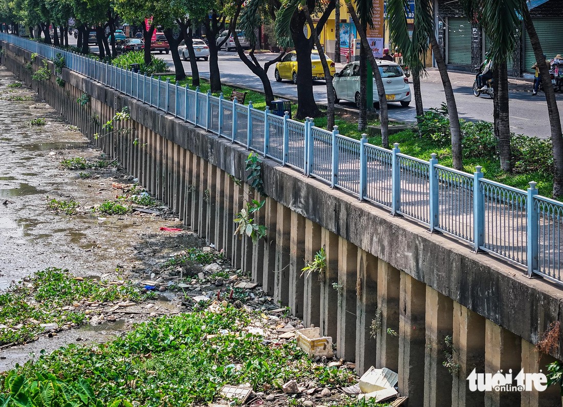 The huge volume of trash on the canal threatens the living environment of many kinds of animals. Photo: Thu Dung / Tuoi Tre
