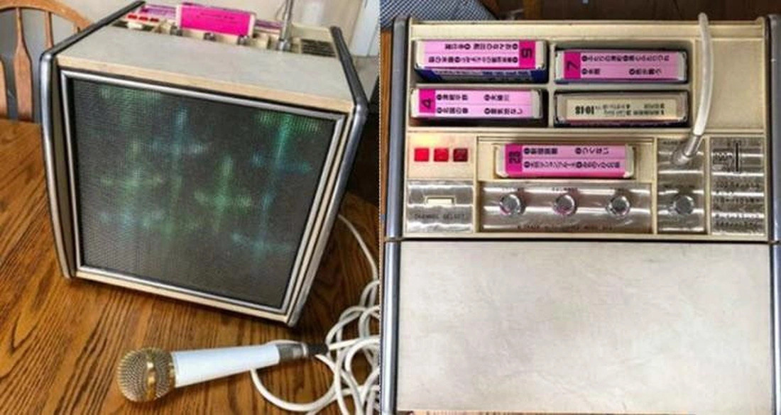 A collage that consists of a picture showing Sparko Box from the front, and a close up of Sparko Box’s system of buttons. Photo: Kotaku