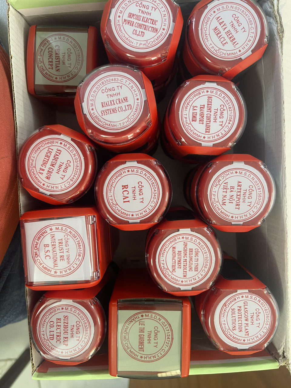 Seals belonging to shell companies established for criminal purposes. Photo: Supplied