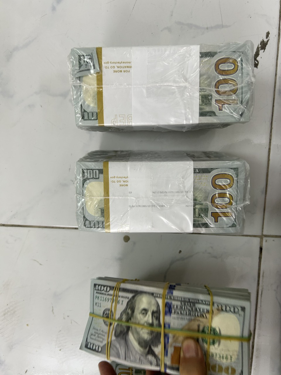Stacks of foreign currency cash amounts are seized in the case. Photo: Supplied