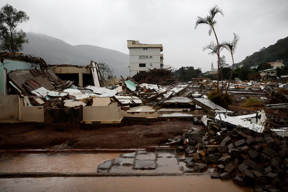 View of a building partially destroyed after floods in Mucum, Rio Grande do Sul state, Brazil May 11, 2024. Photo: Reuters