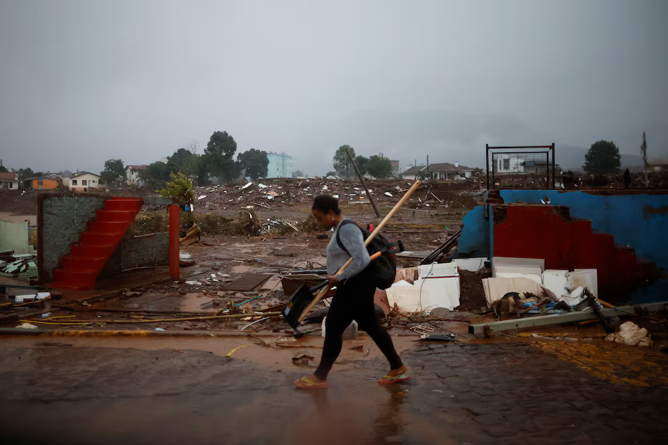 View of a partially destroyed house after floods in Roca Sales, Rio Grande do Sul state, Brazil May 11, 2024. Photo: Reuters
