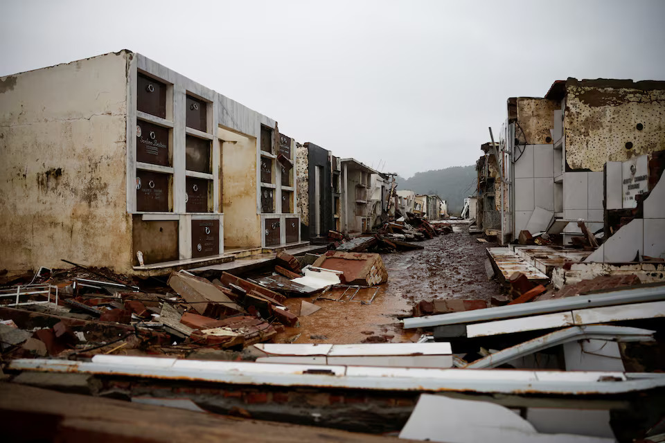 View of a cemetery destroyed after floods in Mucum, Rio Grande do Sul state, Brazil May 11, 2024. Photo: Reuters