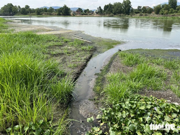 The black wastewater with a foul odor has affected nearby households. Photo: Trung Tan / Tuoi Tre