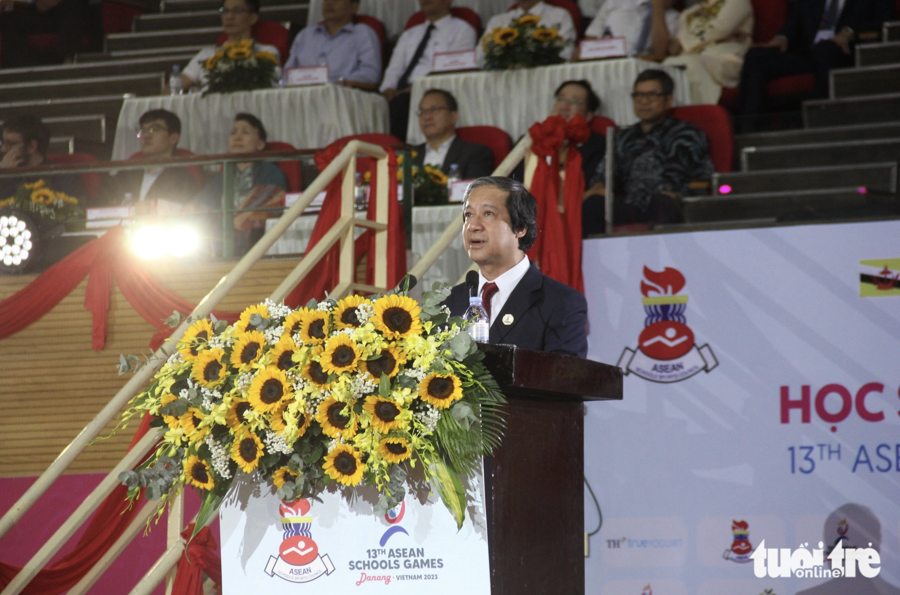 Vietnamese Minister of Education and Training Nguyen Kim Son speaks at the opening ceremony of the 13th ASEAN Schools Games in Da Nang City, central Vietnam on June 1, 2024. Photo: Doan Nhan / Tuoi Tre