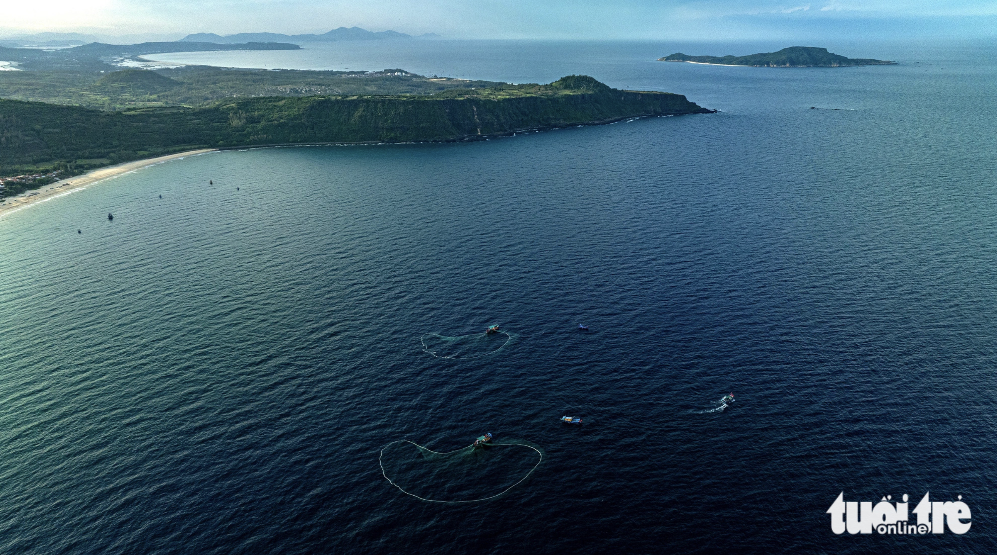 Boats harvest anchovies in the waters off Phu Yen Province, south-central Vietnam.