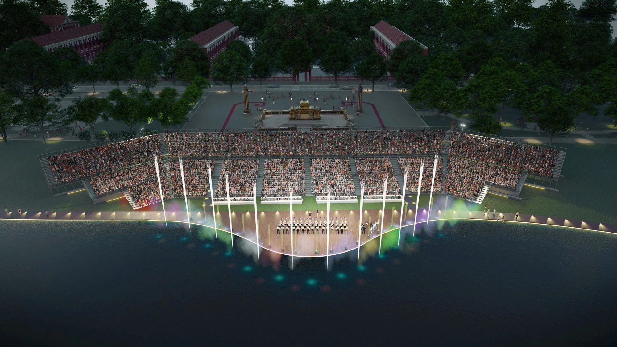 An artist’s impression of a wooden stage along the Perfume River in Hue City, central Vietnam. Photo: Quang Hien