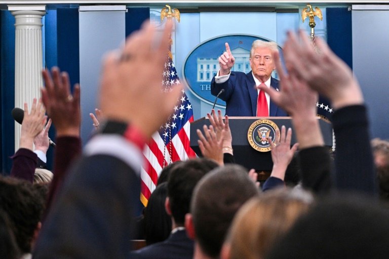 US President Donald Trump launched into a political attack on diversity hiring practices at a press conference on Washington's deadly plane crash. Photo: AFP 