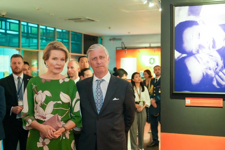 Belgian King Philippe and Queen Mathilde are seen during their visit to the War Remnants Museum in Ho Chi Minh City, Vietnam, April 3, 2025.. Photo: Huu Hanh / Tuoi Tre
