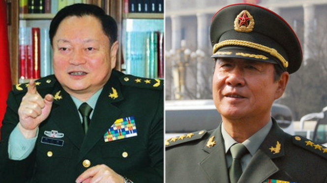 Thượng tướng Trương Hựu Hiệp (trái) và Thượng tướng Lưu Nguyên (phải) - Ảnh: chinanews.cn
