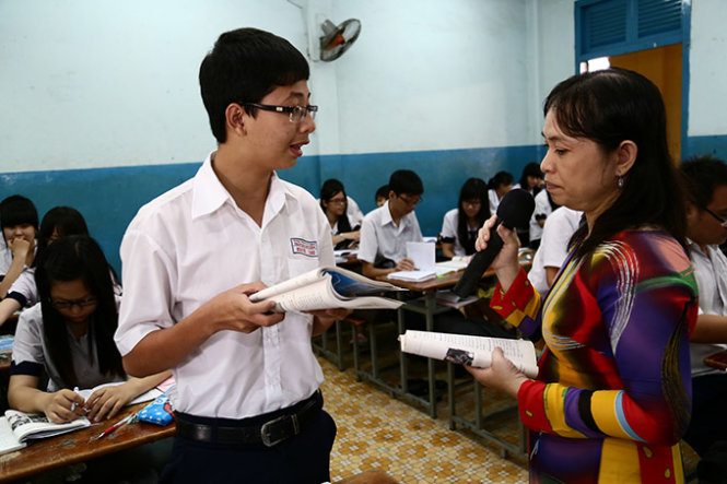 Một tiết học môn văn của học sinh lớp 12A3 Trường THPT Trần Khai Nguyên (Q.5, TP.HCM) - Ảnh: Như Hùng