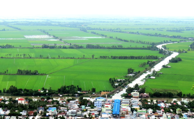Ngày xưa cảng thị Óc Eo của vương quốc Phù Nam nằm trên cánh đồng Óc Eo bên chân núi Ba Thê, Thoại Sơn (An Giang) - Ảnh tư liệu