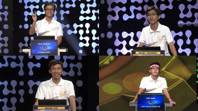 Bốn gương mặt dự chung kết Đường lên đỉnh Olympia 2015 - Ảnh: VTV