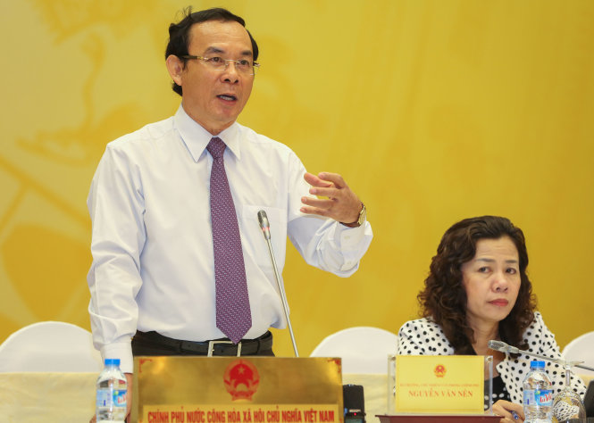 Bộ trưởng - chủ nhiệm Văn phòng Chính phủ phát biểu tại cuộc họp báo Chính phủ chiều 1-10 Ảnh: VIỆT DŨNG