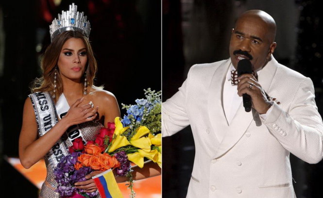 Ariadna Gutierrez đã được trao vương miện nhưng rồi bị lấy lại vì sự cố đọc nhầm tên của MC Steve Harvey - Ảnh: Reuters