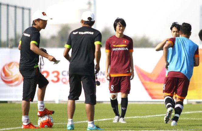 Tuấn Anh trong buổi tập tại Qatar. Ảnh: Anh Khoa