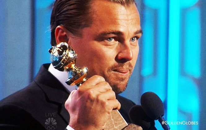 Leonardo DiCapiro giành tượng Quả cầu vàng thứ ba. Ảnh: NBC