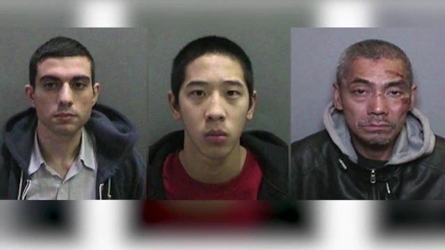 Ba tù nhân  Hossein Nayeri, Jonathan Tieu và Bac Duong - Ảnh: LAT