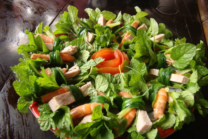 Tam hữu- một món ăn đặc biệt của cư dân làng rau Trà Quế  - Ảnh: Kim Em