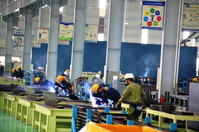 Phân xưởng sản xuất xe của Thaco - Ảnh: L.Trung