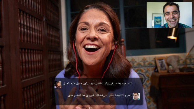 Skype Translator giúp chuyển ngữ ngay tức thời nội dung gõ hay nói chuyện sang tiếng Ả rập - Ảnh: Skype