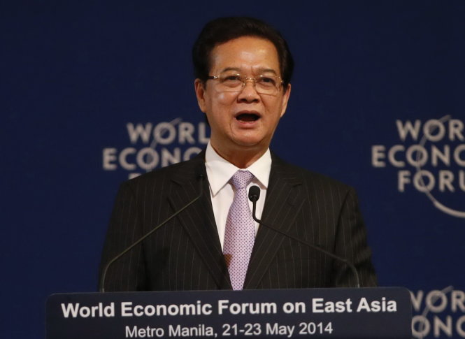 “Không đổi chủ quyền lấy hữu nghị viển vông, lệ thuộc” là phát biểu của Thủ tướng Nguyễn Tấn Dũng khi trả lời phỏng vấn Hãng thông tấn AP và Reuters về tình hình Biển Đông cũng như các biện pháp giải quyết của Việt Nam trước việc Trung Quốc đưa trái phép giàn khoan 981 vào vùng biển nước ta (tháng 5-2014) - Ảnh: Reuters