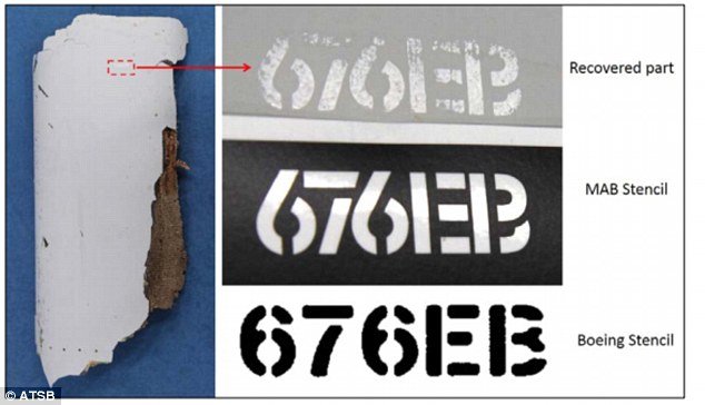 Mã đặc thù của Hàng không Malaysia cho thấy gần như chắc chắn hai mảnh vỡ máy bay là của MH370 - Ảnh: Daily Mail