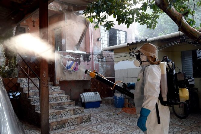 Phun thuốc diệt muỗi phòng dịch bệnh do virút Zika lây lan ở phía nam Brasília, Brazil - Ảnh: AFP
