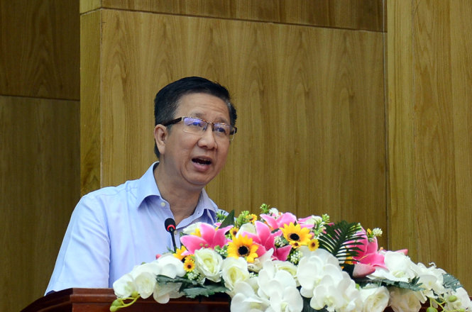 Ông Phạm Đức Hải trình bày chương trình hành động trước gần 500 quân nhân - Ảnh: Vũ Thủy