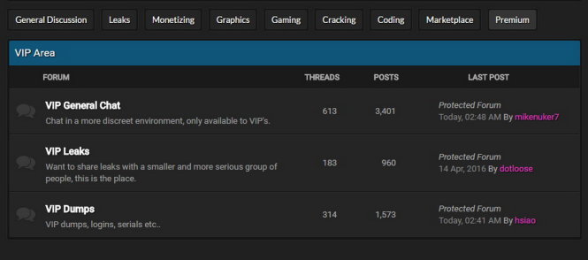 Khu vực VIP của Nulled.IO là nơi trao đổi hàng hóa chất lượng cao cho những thành viên cao cấp - Ảnh: Rish Based Security