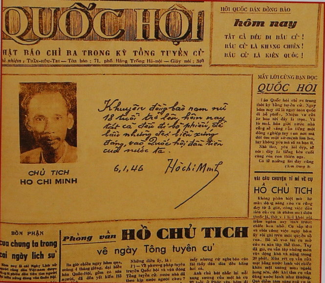 Bút tích Bác Hồ trên báo Quốc Hội