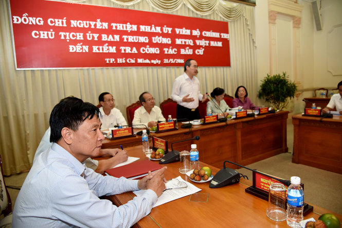 Ông Nguyễn Thiện Nhân tại buổi làm việc chiều 21-5 - Ảnh: Tự Trung