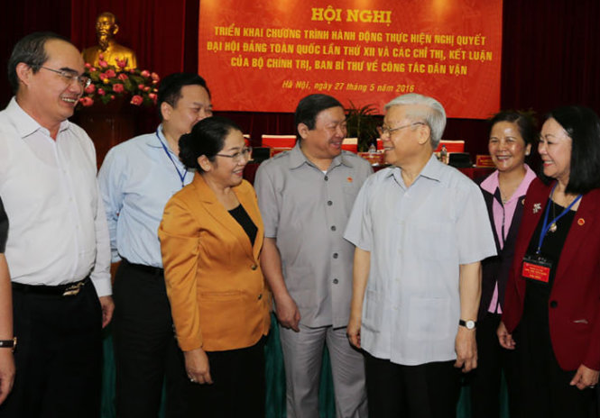 Tổng bí thư Nguyễn Phú Trọng và các đại biểu dự hội nghị - Ảnh: TTXVN